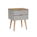 Modern Two-Drawer Nightstand with Wood Top and Legs